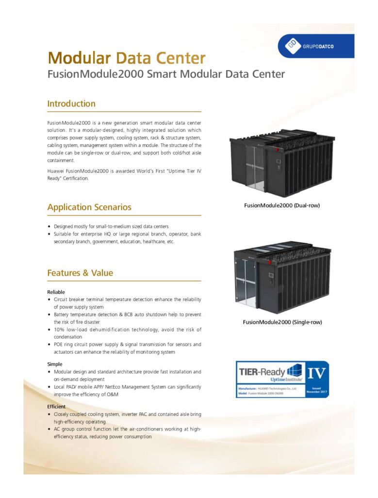 Datasheet Data Center Prefabricado FusionModule2000